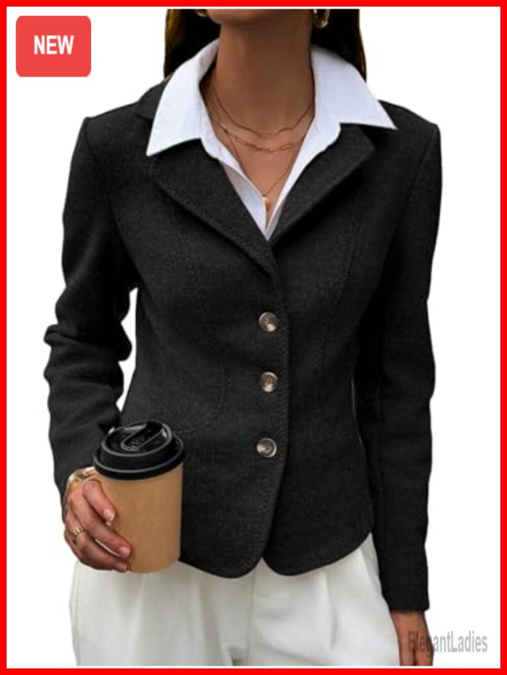 Tweed Cropped Blazer Womens Fitted Work Jacket